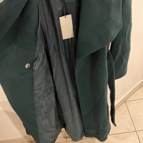 NWT Cole Haan Belted Wrap Coat Petroleum size 4 long - Picture 10 of 12